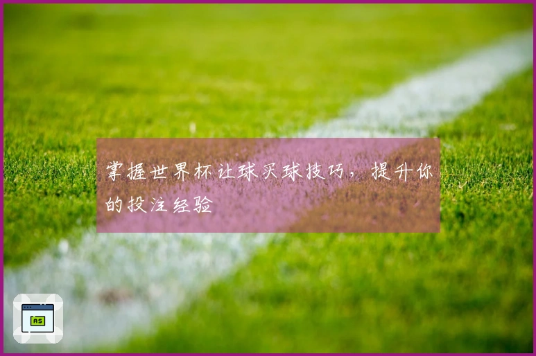 掌握世界杯让球买球技巧，提升你的投注经验